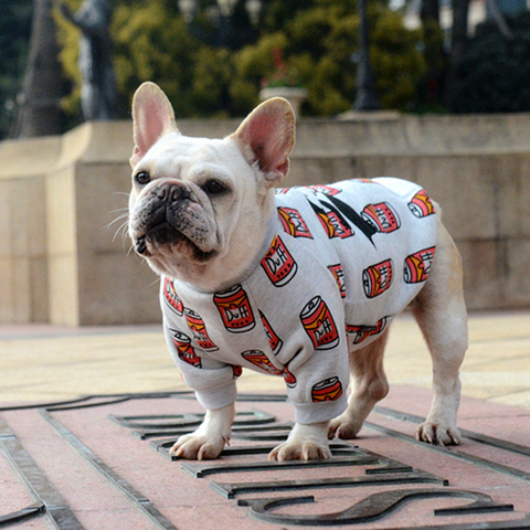 [MPK Dog Wear] Dog T-shirt for French Bulldog, Dog Clothes, Cans Printed T-shirt (DC-Cans) ► Photo 1/6