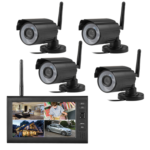 Video surveillance home video infrared wireless monitoring set camera 4 channel DVR7 inch display monitoring ► Photo 1/6
