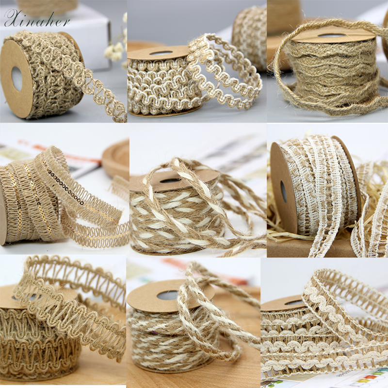 5M Natural Hessian Jute Twine Rope Burlap Ribbon Wedding Party Decor DIY Craft