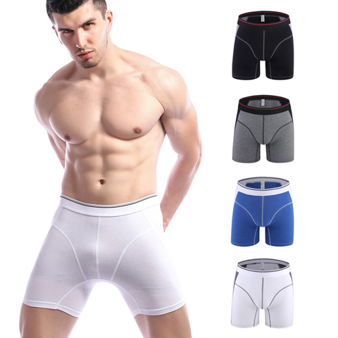 High Quality Fashion Men's Boxers Protruding Lengthen Straight Male Cotton Shorts Pants Underpants ► Photo 1/6