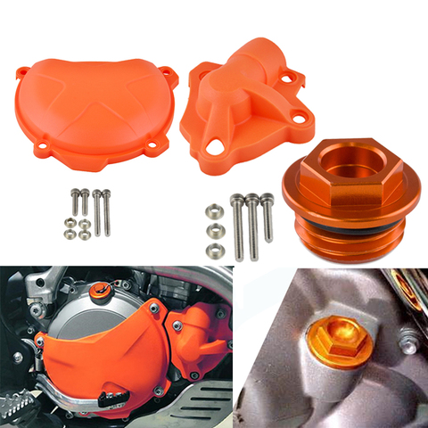 Clutch Cover Water Pump Guard Protector Oil Fuel Filler Cap for KTM 250 350 SXF EXCF XCF XCFW Freeride SIX DAYS SX-F EXC-F XCF-W ► Photo 1/6