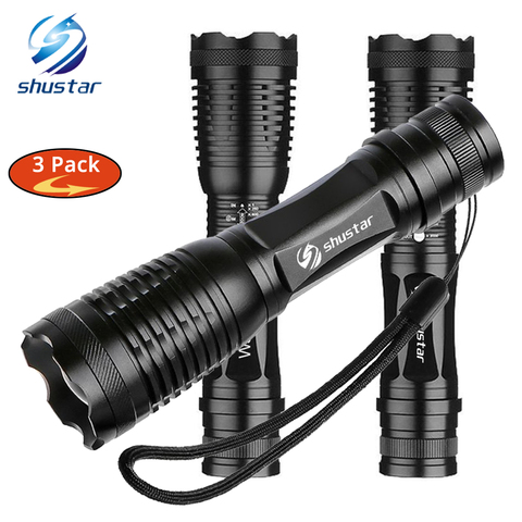 1/2/3pack High Power LED Flashlight T6/L2 waterproof Torch Zoomable Flashlight torch light 5 modes For 3xAAA or 1x18650 ► Photo 1/6