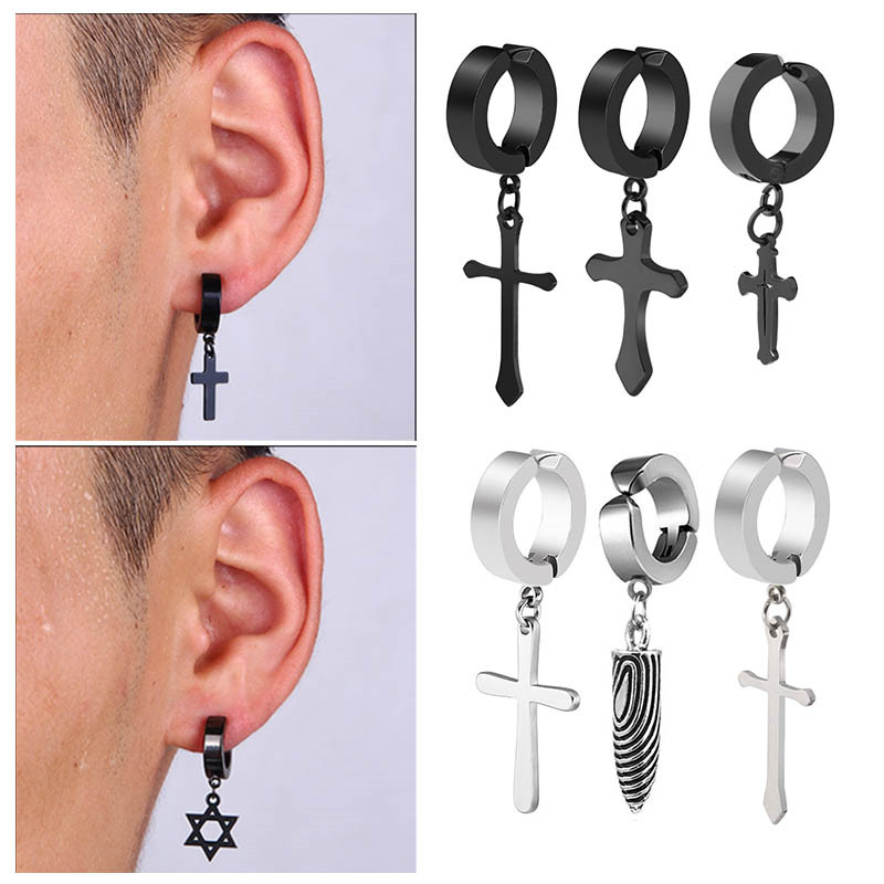 Man Ear Clip Without Pierced Ears  Titanium Steel Jewelry Ear Clip - 1 Man  Steel - Aliexpress