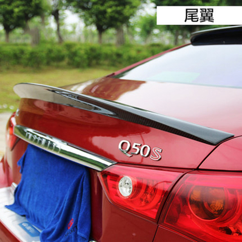 MONTFROD Car Styling For Infiniti Q50 Q50S Spoiler 2014 2015 2016 Q50 Carbon Fiber Rear Spoiler Tail Trunk Lid Wing Cover 1Pcs ► Photo 1/5