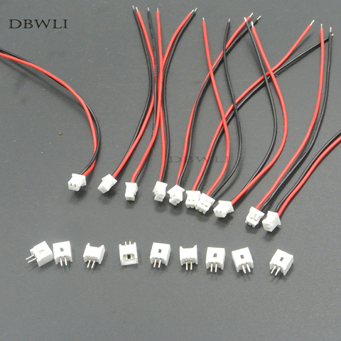 10 PCS Mini Micro female JST 1.25  1.25mm 2-Pin 2PIN /3/4/5/6P Pin  Connector plug with 80mm 100mm 150mm 200mm Wires Cables ► Photo 1/3