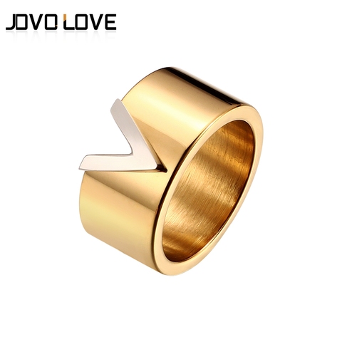 Fashion V Shape Stainless Steel Rings Female Male Lover Wedding Bridal Ring Silver Gold Rose Gold Plating Finger Rings For Women ► Photo 1/6