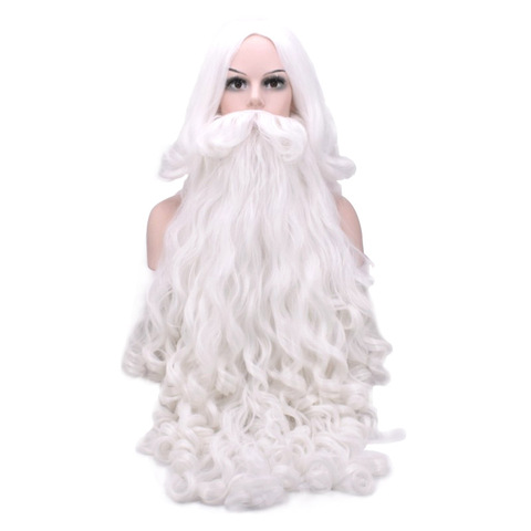 Morematch Christmas Gift Santa Claus Wig and Beard Synthetic Hair Short Cosplay Wigs for Men White Hairpiece Accessories Hat ► Photo 1/6