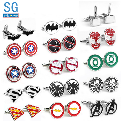 Spinki do mankietów z logo superbohaterów Komiksowe spinki do mankietów