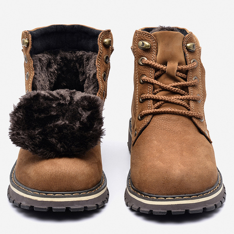 Size 38~50 Genuine leather Men Winter Boots Handmade Warm Full Grain Leather Men Winter Shoes ► Photo 1/6