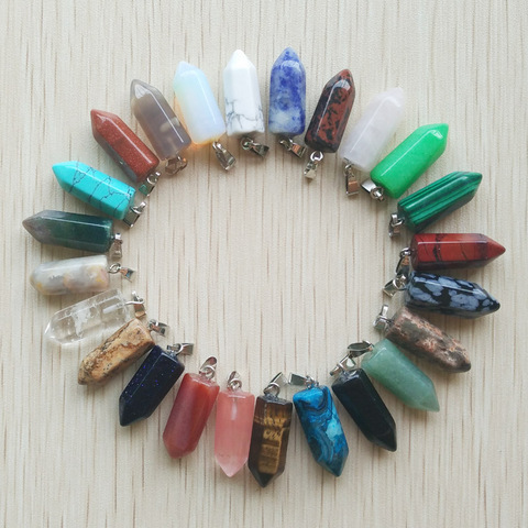 50pcs/lot Wholesale fashion bestselling good quality natural stone mix point pillar pendants for jewelry making free shipping ► Photo 1/6