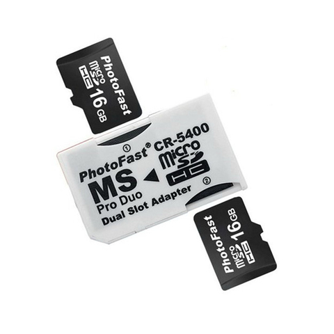 Dual 2 Slot Super Speed Card Reader Micro SD TF to Memory Stick MS Pro Adapter White Duo for Camera PSP ► Photo 1/6