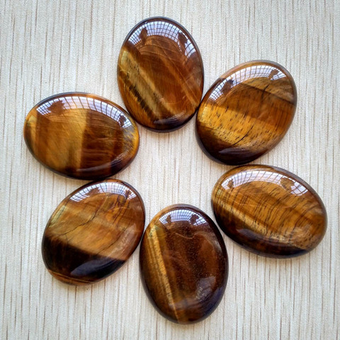Wholesale 6pcs/lot good quality natural tiger eye stone Oval CAB CABOCHON 30x40mm charms stone beads for Diy jewelry making free ► Photo 1/3
