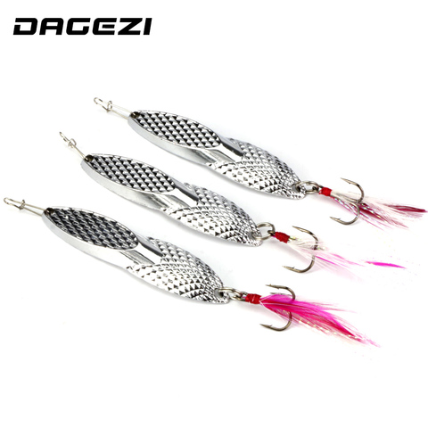 DAGEZI 18g Metal Sequins Fishing Lure Spoon Lure with Feather Noise Paillette Hard Baits Treble Hook Pesca Fishing Tackle ► Photo 1/5