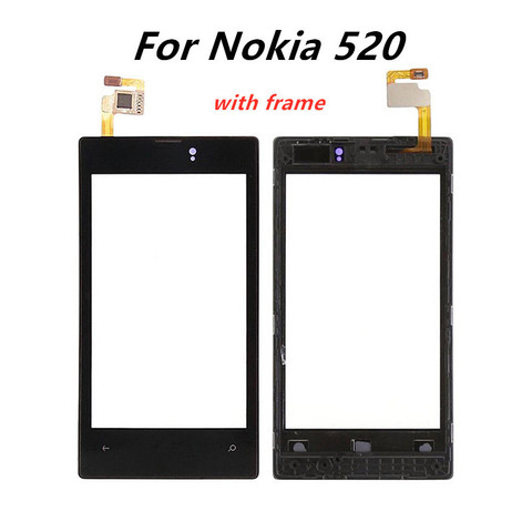 Touch screen Front Glass Lens Panel For Nokia Lumia 520 touch screen digitizer with Frame Replacement ► Photo 1/5