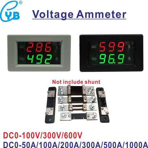 Free Shipping DC Voltage Current Meter DC 0-50A 100A 200A 300A 500A Voltmeter Ammeter Amp Volt Panel Meter DC 0-100V 300V 600V ► Photo 1/6