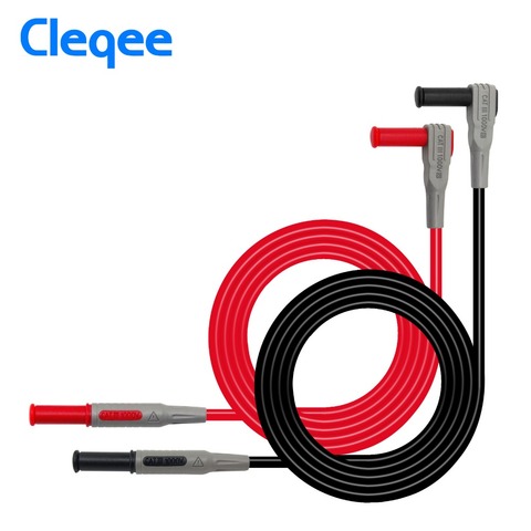 Cleqee P1033 Multimeter Test Cable Injection Molded 4mm Banana Plug Test Line Straight to Curved Test Cable ► Photo 1/6
