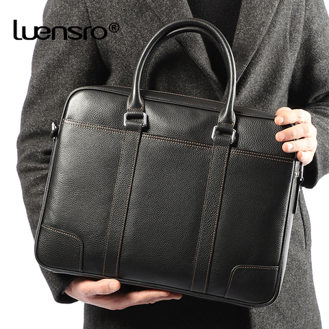 Famous Brand Man Briefcase Genuine Leather Men Bag Fashion Male Shoulder Laptop Bag Handbag Business Cow Leather Men's Briefcase ► Photo 1/6