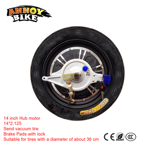 14-inch Brush Less Non Gear Double shaft Hub Motor 48V60V72V 500W800W1000W Up Brake Modified Upgrade Electric Bike Car Motor ► Photo 1/1