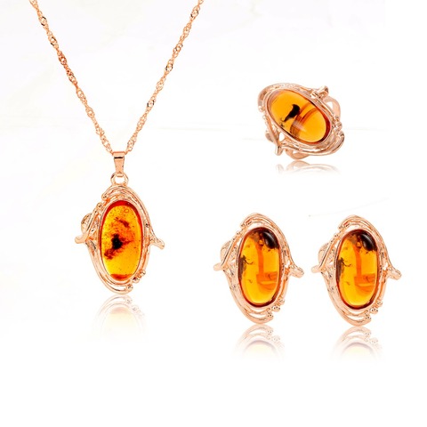Vintage Leopard Crystal Acrylic Pendant Necklace Earrings Ring Sets Women Wedding Bridal Jewelry Sets ► Photo 1/4