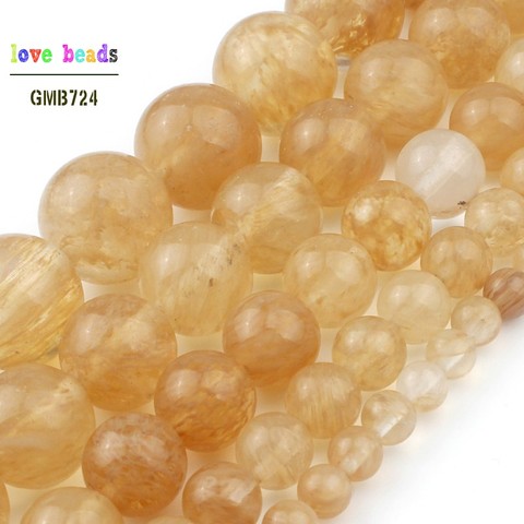 4/6/8/10/12mm Wholesale Yellow Citrines Quartzs Loose Beads for Jewelry Making Natural Stone Diy Bracelet 15
