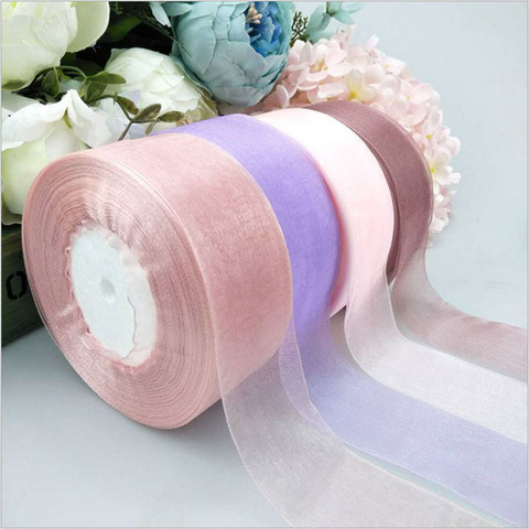 4cm x 45m Solid Color Organza Tulle Ribbons Roll Gift Wrapping Packing DIY Organza Tape Party Christmas Ribbons Decoration ► Photo 1/6