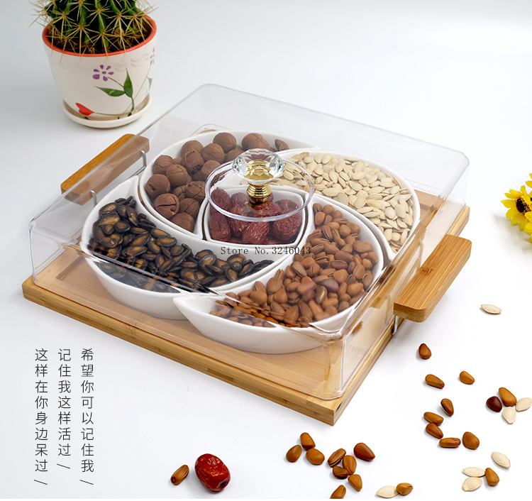 Separated ceramic dried fruit platter square snack candy nut box  combination with lid snack tray - Price history & Review, AliExpress  Seller - ke tian EC Co Ltd Store