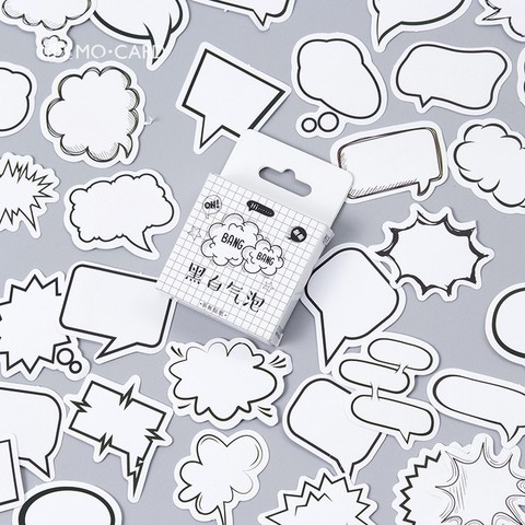 45pcs/pack Creative Black White Bubble Album Paper Label Stickers Crafts And Scrapbooking Decorative Sticker Cute Stationery ► Photo 1/5