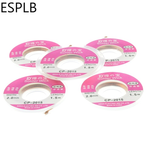 ESPLB 5pcs 1.5M 5FT 2.0mm Desoldering Wire Braid Sucker CP-2015 Remover Wick Solder Pump Cable Wire ► Photo 1/6
