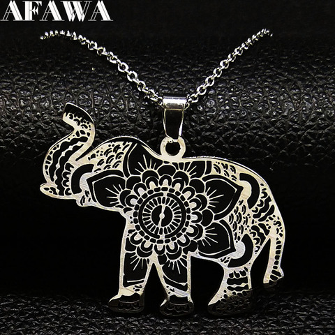 2022 Fashion Black Silver Color Stainless Steel Chain Necklace for Women Elephant Choker Necklace Jewelry collares mujer N18748 ► Photo 1/6