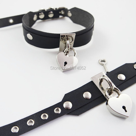 100% Handmade Layer Leather Padlock Key Lockable Choker Punk Sub Collar Slave Choker Necklace ► Photo 1/1