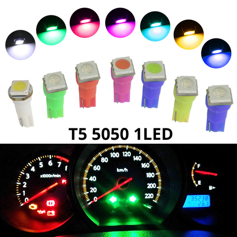 20Pcs W3W W1.2W T5 W2X2.6d 5050 SMD LED Car Board Instrument Panel Lamp Auto Dashboard Warming Indicator Wedge Light Bulb DC12V ► Photo 1/6