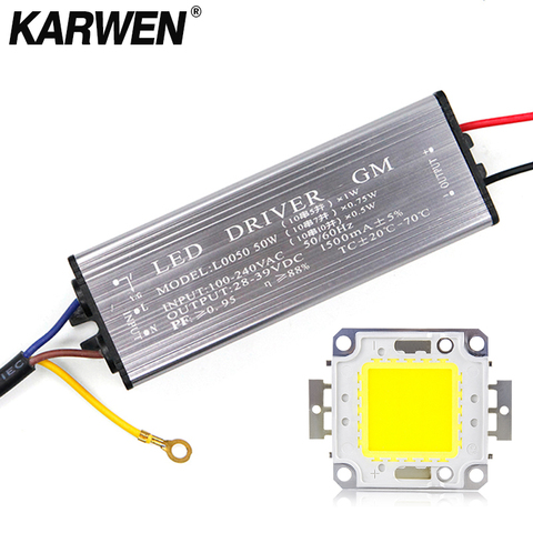 KARWEN Real Watt LED chips & Driver 10W 20W 30W 50W LED Integrated with Transformer IP67 Led Driver DIY Floodlight Spotlight ► Photo 1/6