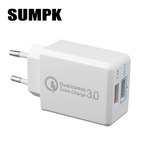 SUMPK USB Wall Charger EU Quick Charger 3.0 30 W Fast Mobile Phone Charger for Samsung Huawei LG ► Photo 1/6