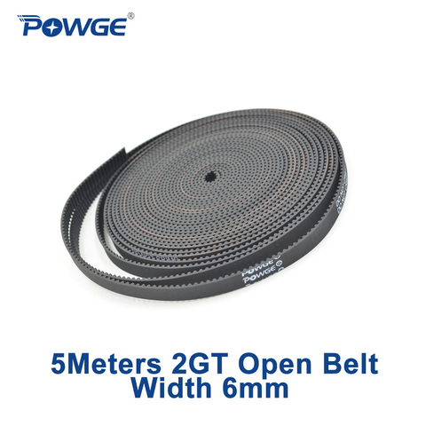 POWGE 5meters 2MGT 2M 2GT open synchronous Timing belt GT2 2M-6 2GT-6 width 6mm Rubber Small backlash Linear Motion 3D Printer ► Photo 1/6