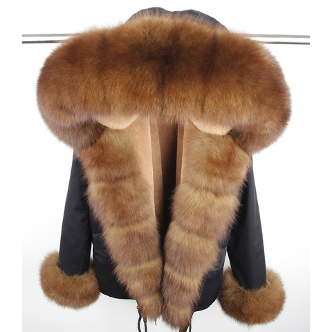 MaoMaoKong winter jacket parka natural fox fur collar real fur coat fux fur lining women coat ► Photo 1/6