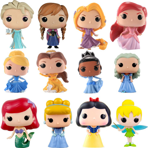 Figura de Ação Funko Princesa Pop para Crianças, Ariel #220, Bela #221,  Cinderela #222, Rapunzel #223, Tiana #224, Merida #324, Novo Presente