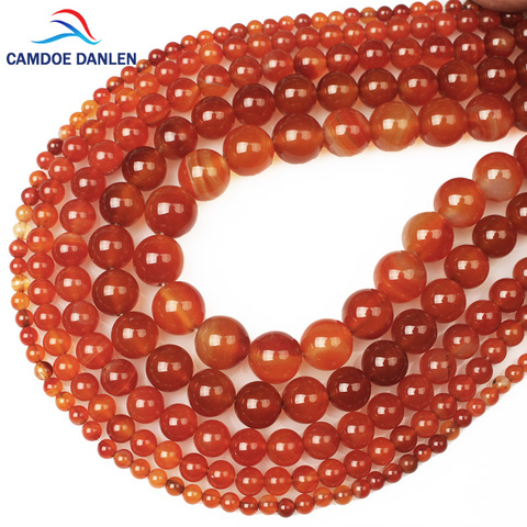 Natural Stone Carnelian Round Beads Red Agat 4 6 8 10 12MM Charm Bracelet Necklace Handicraft Diy Beads for Jewelry Making acces ► Photo 1/6