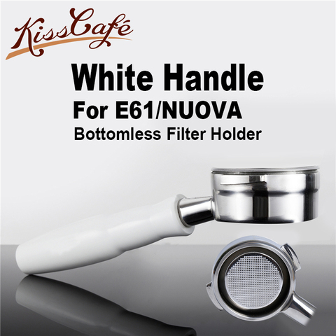 58MM Stainless Steel Coffee Machine E61 Bottomless Filter Holder Portafilter White Handle For NUOVA Professional Accessory ► Photo 1/6