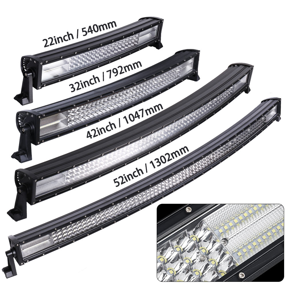 52 50 42 32 22'' inch Curved LED Light Bar Combo Wiring Offroad Truck 4x4WD ATV 