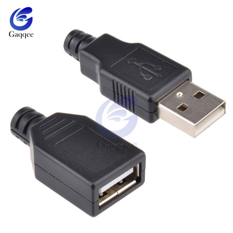 10pcs USB 2.0 Type A Male Female USB 4 Pin Plug Socket Connector With Black Plastic Cover Type-A DIY Kits ► Photo 1/1