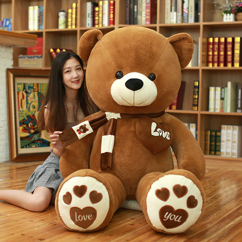 4 Colors High Quality 80/100CM Teddy Bear With Scarf Stuffed Animals Bear Plush Toys Teddy Bear Doll Lovers Birthday Baby Gift ► Photo 1/4