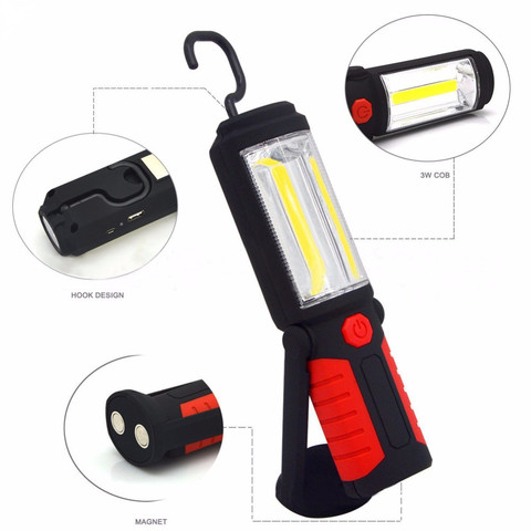 Powerful Portable 3000 Lumens COB LED Flashlight Magnetic Rechargeable Work Light 360 Degree Stand Hanging Torch Lamp For Work ► Photo 1/6