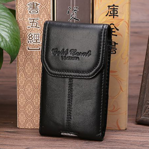 Hot Sale Natural Genuine Leather Cowhide Waist Bag Cell/Mobile Phone Case Cover Skin Belt Pouch Hip Bum Hook Fanny Pack Bags New ► Photo 1/6