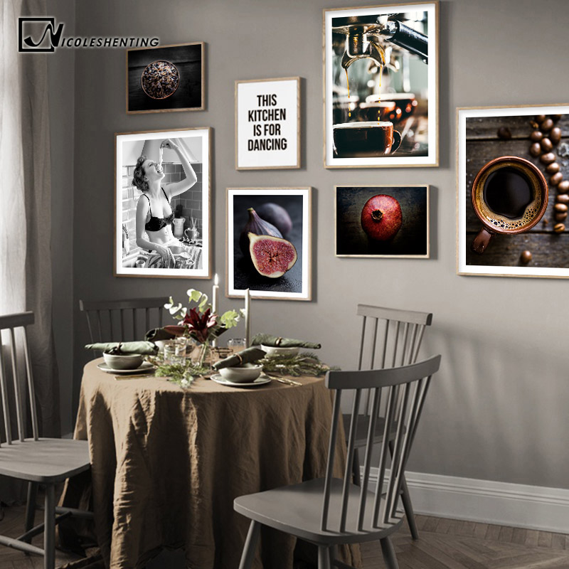Food Kitchen Poster Coffee, Dining Room Wall Decor Canvas