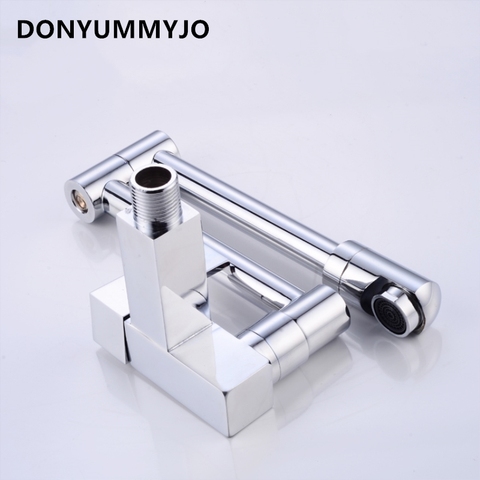 1pc Brass Single Cold Wall Installation Faucets Folding Mop Pool Faucet In-wall Telescopic Stretching Rotating Balcony Black Tap ► Photo 1/1