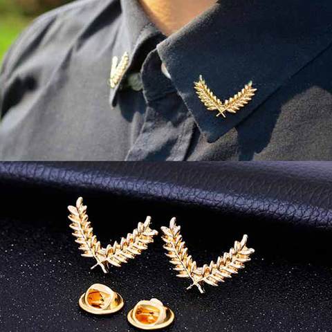 KISSWIFE Fashion suit shirt collar wheat ear brooch three-dimensional collar pin brooch couples jewelry men and women jewelry ► Photo 1/6