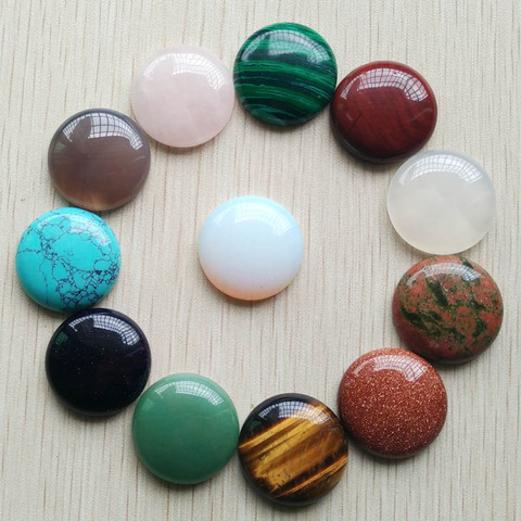 Wholesale 12pcs/lot 2022 new good quality natural stone mixed round cabochon beads 25mm for DIY jewelry making  free shipping ► Photo 1/1