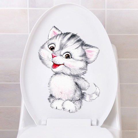 view civid 20*30cm cats wall stickers for kids rooms bathroom toilet home decor cartoon animal wall decals diy mural art ► Photo 1/6