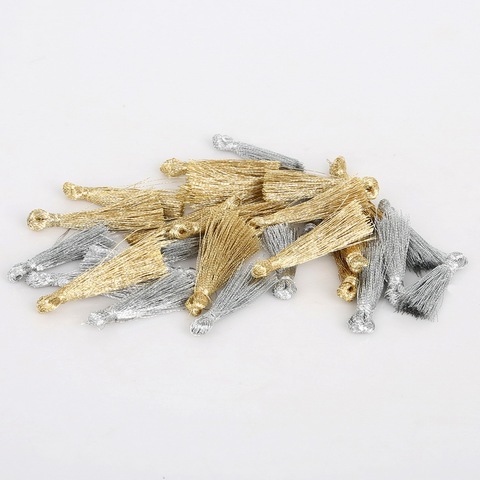 Wholesale 10pcs/lot Mini Tassel Charm Pendant Gold Silver Color for Earring Bag Curtain Decor DIY Sewing Accessories ► Photo 1/5