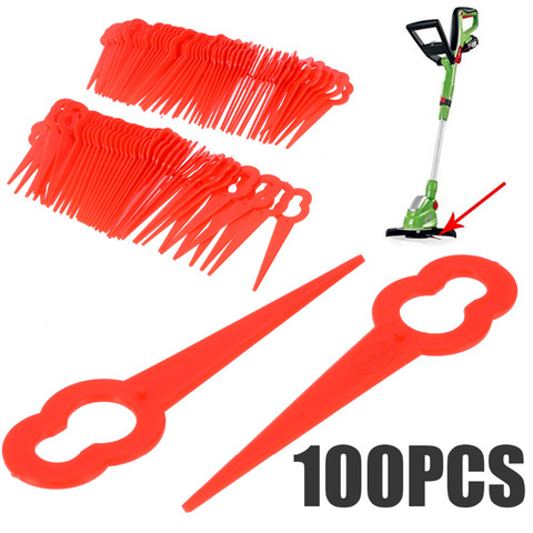 100Pcs Grass Trimmer Blade Red Plastic Blade Cutter Garden Lawn Trimmer Spare Blade Red Tool Parts ► Photo 1/6